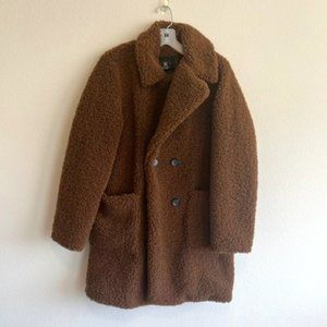 Brown Teddy Jacket (Oversized Fit) - SMALL